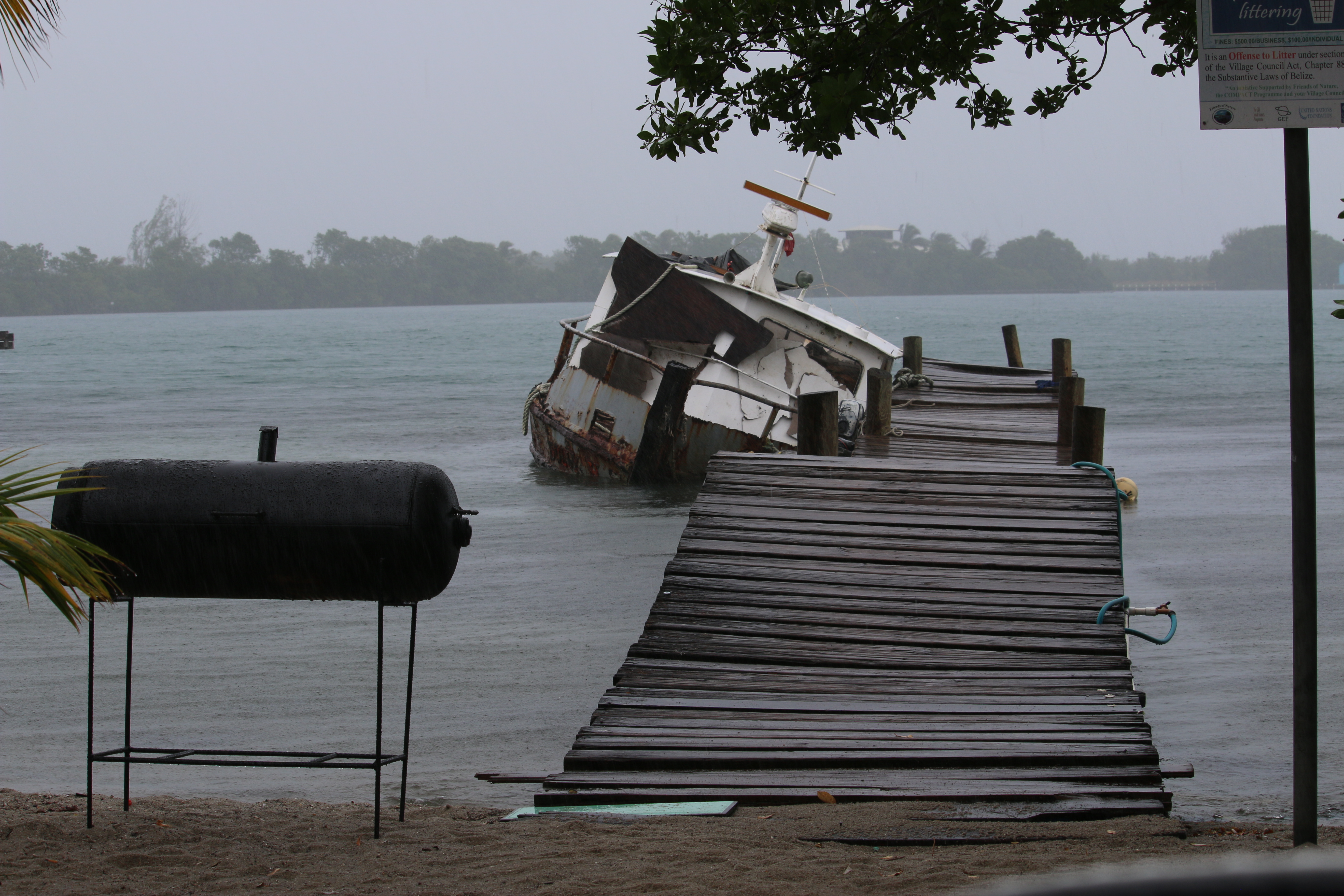 This dead boat was tied to a dock in Placencia, the same town where we would later in the trip book a water tour. This proves we are a) dumber than stumps, b) crazy, c) adventurous, d) all of the above! 