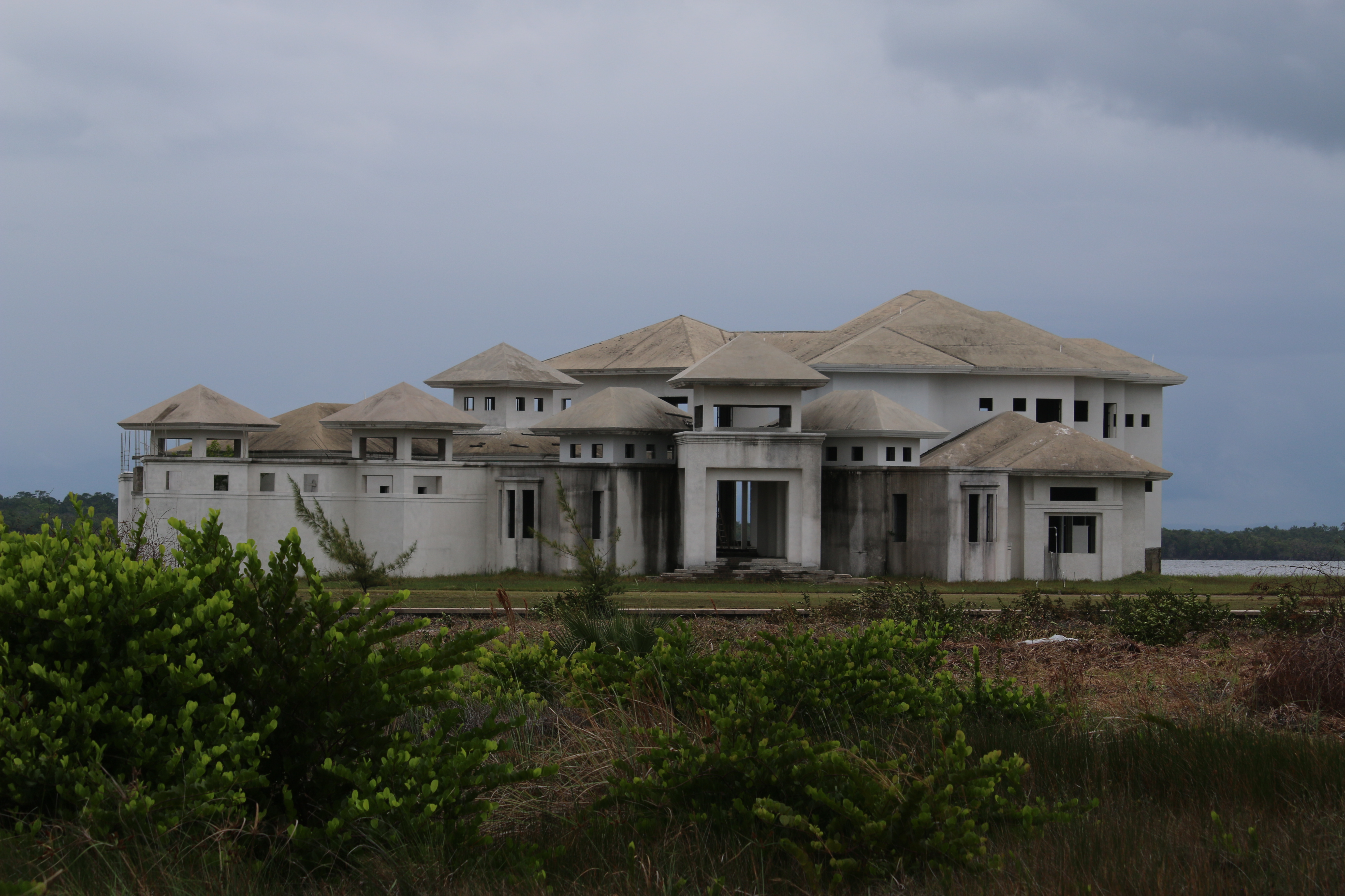 Home being built in a high-end housing development on our way to Placencia