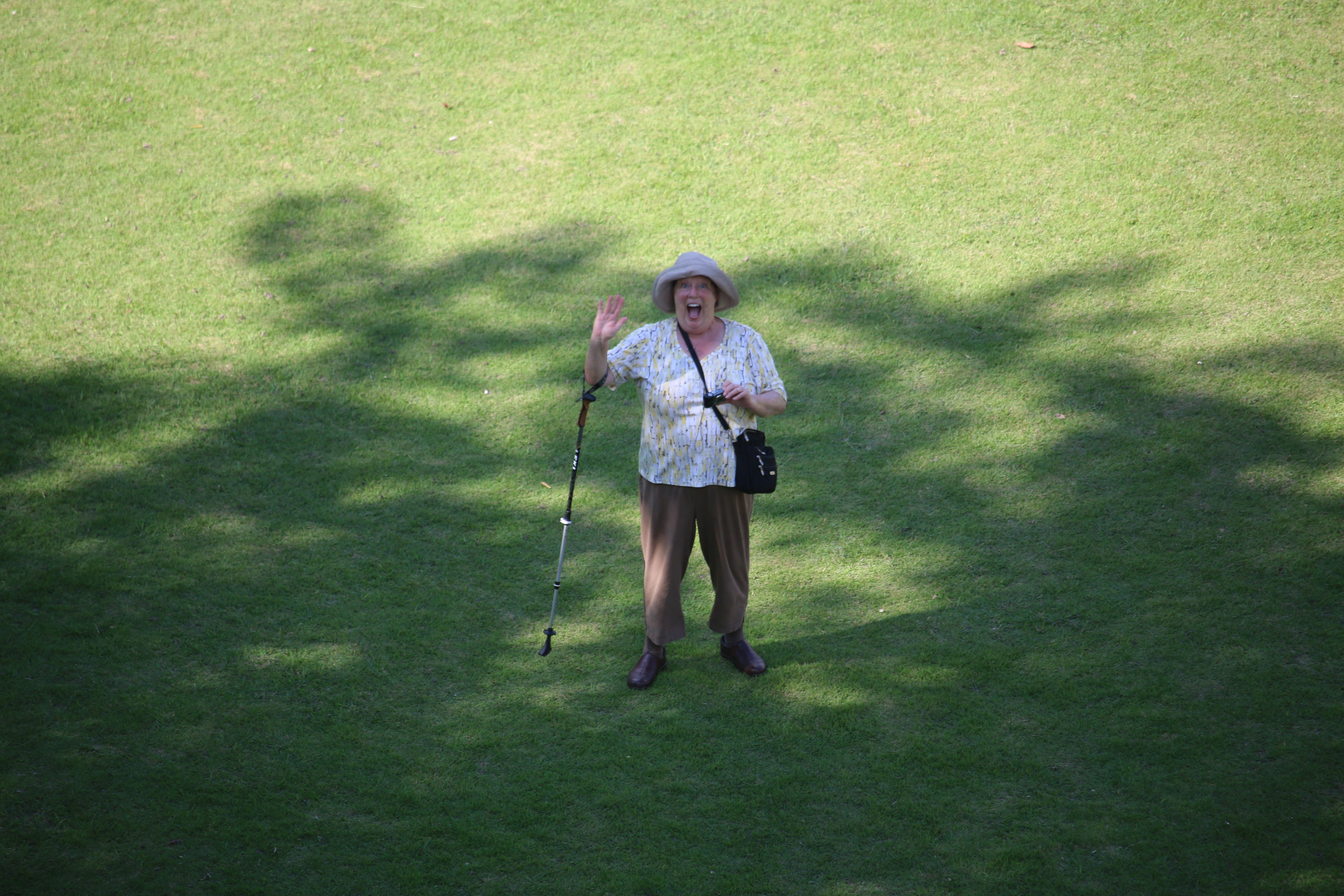 Crazy tourist viewed from the top of Del Castillo at Xunantunich